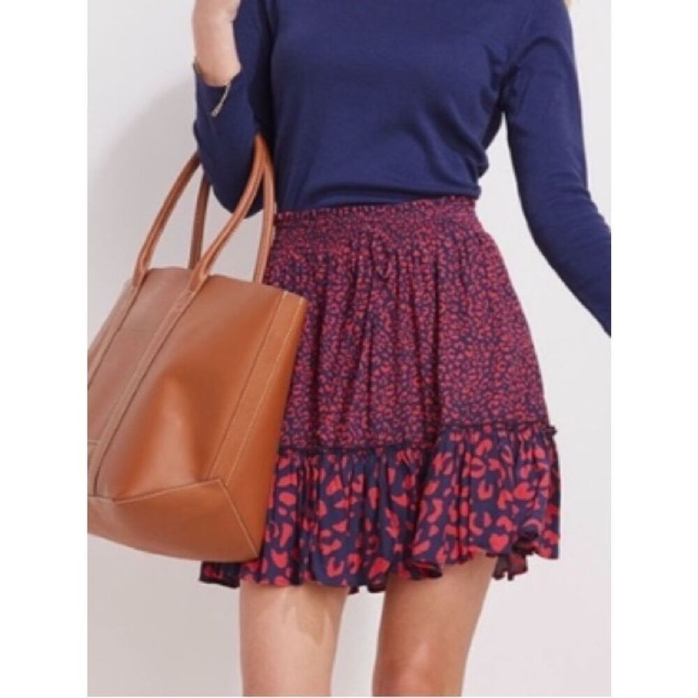 Vineyard Vines Red and Pink Printed Mini Ruffle Skirt